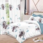 Lenjerie de pat bumbac finet cu elastic – 6 piese + 2 Draperii, Model 13919 - imagine 2