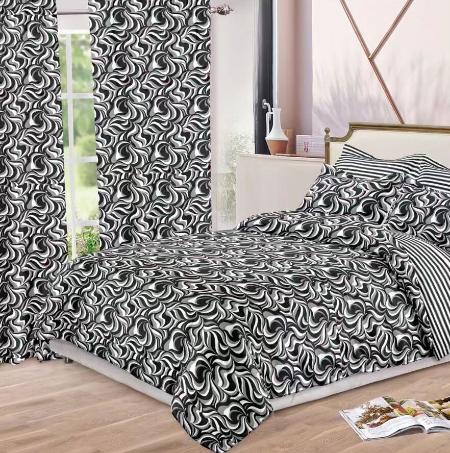Lenjerie de pat bumbac finet cu elastic – 6 piese + 2 Draperii, Model 13921 - imagine 2 Lenjerie de pat bumbac finet cu elastic – 6 piese + 2 Draperii, Model 13921 - imagine 2