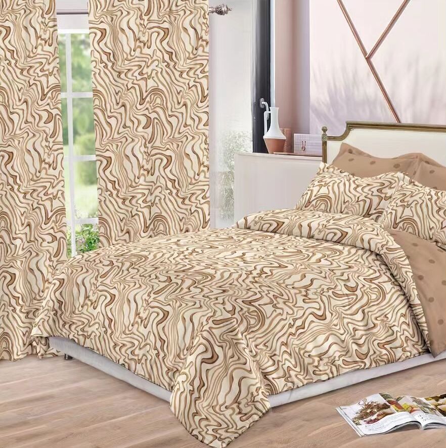 Lenjerie de pat bumbac finet cu elastic – 6 piese + 2 Draperii, Model 13923 - imagine 2 Lenjerie de pat bumbac finet cu elastic – 6 piese + 2 Draperii, Model 13923 - imagine 2