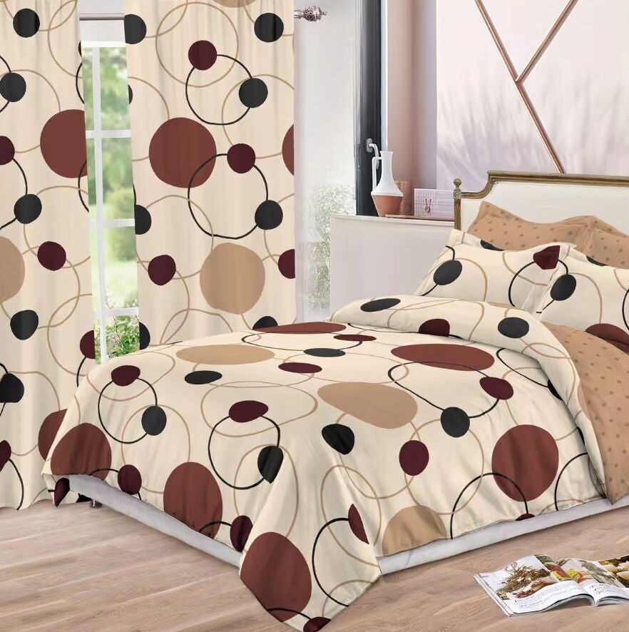 Lenjerie de pat bumbac finet cu elastic – 6 piese + 2 Draperii, Model 13924 - imagine 2 Lenjerie de pat bumbac finet cu elastic – 6 piese + 2 Draperii, Model 13924 - imagine 2