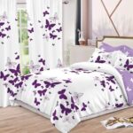 Lenjerie de pat bumbac finet cu elastic – 6 piese + 2 Draperii, Model 13926 - imagine 2
