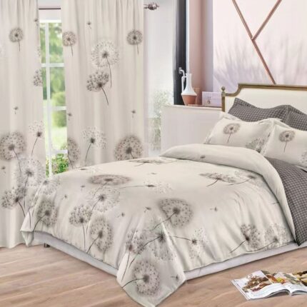 Lenjerie de pat bumbac finet cu elastic – 6 piese + 2 Draperii, Model 13928 - imagine 2