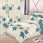 Lenjerie de pat bumbac finet cu elastic – 6 piese + 2 Draperii, Model 13929 - imagine 2