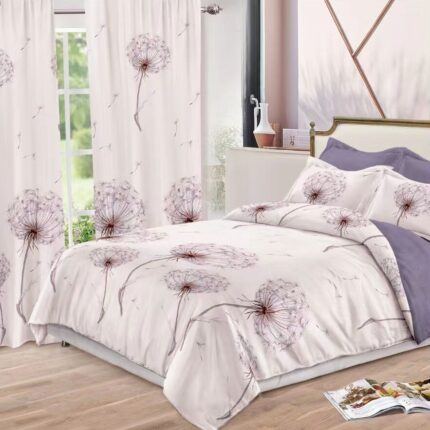 Lenjerie de pat bumbac finet cu elastic – 6 piese + 2 Draperii, Model 13930 - imagine 2