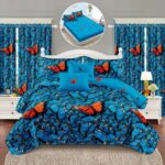 Lenjerie de pat bumbac finet cu elastic – 6 piese + 2 Draperii, Model 16082 - imagine 2