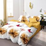 Lenjerie de pat bumbac finet cu elastic – Premium – 6 piese, Model 16525