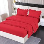 Lenjerie de pat bumbac finet cu pliuri – deluxe – cu elastic – 4 piese, Model 18424