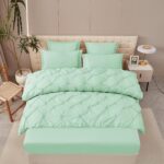 Lenjerie de pat bumbac finet cu pliuri – deluxe – cu elastic – 6 piese, Model 16312