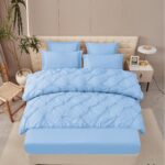 Lenjerie de pat bumbac finet cu pliuri – deluxe – cu elastic – 6 piese, Model 16313