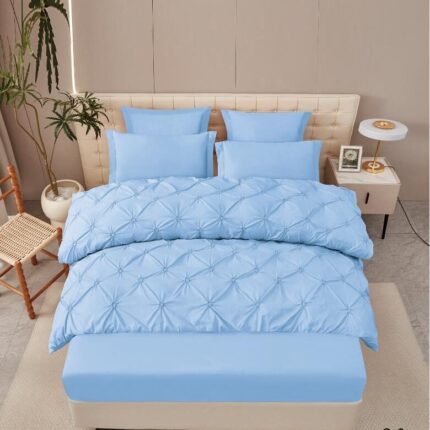 Lenjerie de pat bumbac finet cu pliuri – deluxe – cu elastic – 6 piese, Model 16313