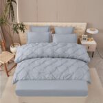 Lenjerie de pat bumbac finet cu pliuri – deluxe – cu elastic – 6 piese, Model 16314