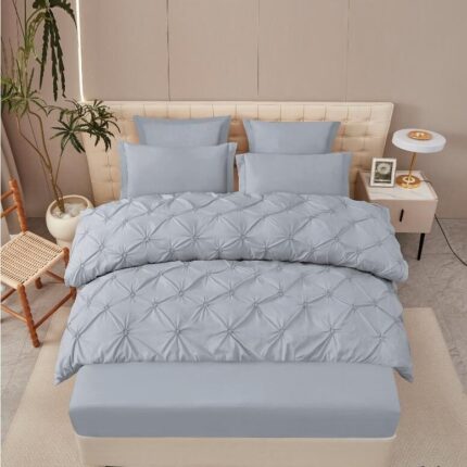 Lenjerie de pat bumbac finet cu pliuri – deluxe – cu elastic – 6 piese, Model 16314