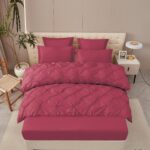 Lenjerie de pat bumbac finet cu pliuri – deluxe – cu elastic – 6 piese, Model 16315