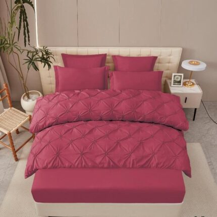Lenjerie de pat bumbac finet cu pliuri – deluxe – cu elastic – 6 piese, Model 16315