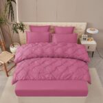 Lenjerie de pat bumbac finet cu pliuri – deluxe – cu elastic – 6 piese, Model 16316