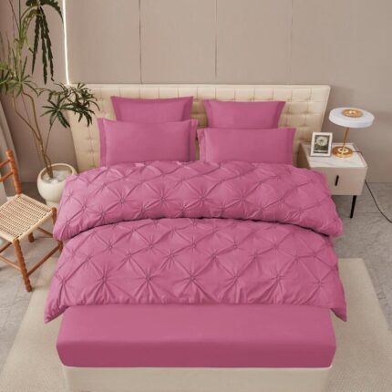Lenjerie de pat bumbac finet cu pliuri – deluxe – cu elastic – 6 piese, Model 16316