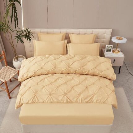 Lenjerie de pat bumbac finet cu pliuri – deluxe – cu elastic – 6 piese, Model 16317