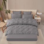 Lenjerie de pat bumbac finet cu pliuri – deluxe – cu elastic – 6 piese, Model 16318