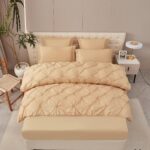 Lenjerie de pat bumbac finet cu pliuri – deluxe – cu elastic – 6 piese, Model 16319