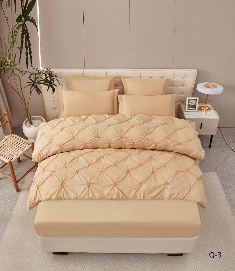 Lenjerie de pat bumbac finet cu pliuri – deluxe – cu elastic – 6 piese, Model 16319 Lenjerie de pat bumbac finet cu pliuri – deluxe – cu elastic – 6 piese, Model 16319