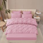 Lenjerie de pat bumbac finet cu pliuri – deluxe – cu elastic – 6 piese, Model 16320