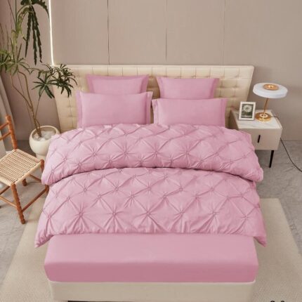 Lenjerie de pat bumbac finet cu pliuri – deluxe – cu elastic – 6 piese, Model 16320
