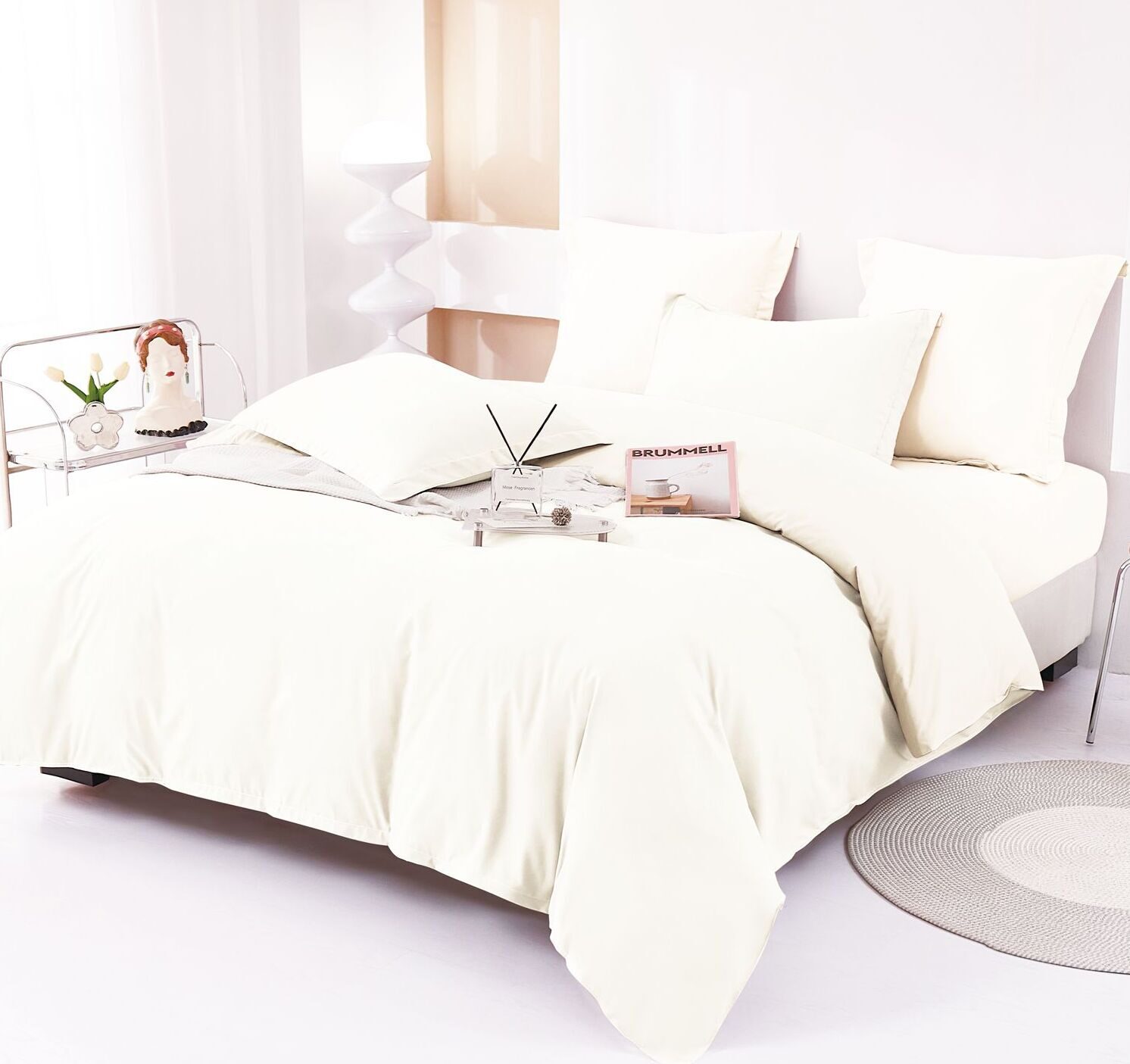 Lenjerie de pat bumbac finet Deluxe – uni – 6 piese, Model 14927 - imagine 2 Lenjerie de pat bumbac finet Deluxe – uni – 6 piese, Model 14927 - imagine 2