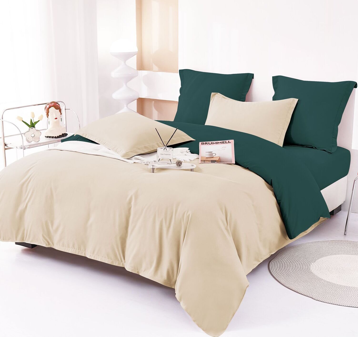 Lenjerie de pat bumbac finet Deluxe – uni – 6 piese, Model 14930 - imagine 2 Lenjerie de pat bumbac finet Deluxe – uni – 6 piese, Model 14930 - imagine 2
