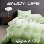 Lenjerie de pat bumbac finet “Enjoy Life” – 4 piese, Model 16968