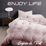 Lenjerie de pat bumbac finet “Enjoy Life” – 4 piese, Model 16969
