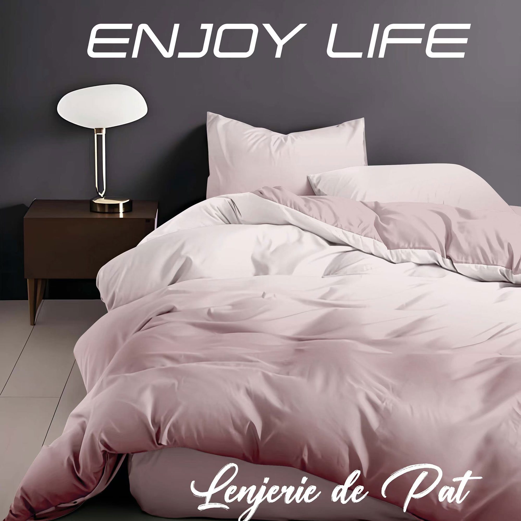 Lenjerie de pat bumbac finet “Enjoy Life” – 4 piese, Model 16969 Lenjerie de pat bumbac finet “Enjoy Life” – 4 piese, Model 16969