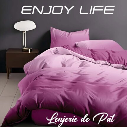 Lenjerie de pat bumbac finet “Enjoy Life” – 4 piese, Model 16970