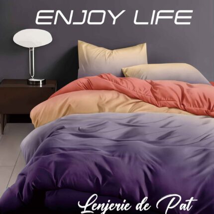 Lenjerie de pat bumbac finet “Enjoy Life” – 4 piese, Model 16972