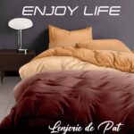 Lenjerie de pat bumbac finet “Enjoy Life” – 4 piese, Model 16974