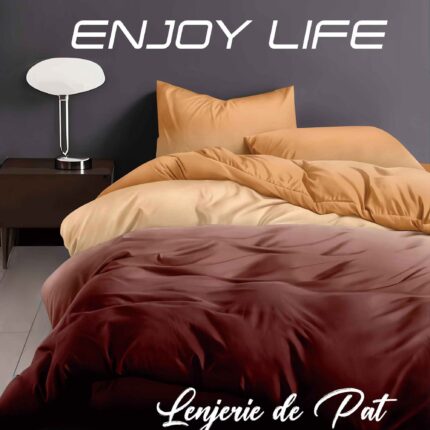 Lenjerie de pat bumbac finet “Enjoy Life” – 4 piese, Model 16974