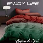 Lenjerie de pat bumbac finet “Enjoy Life” – 4 piese, Model 16975