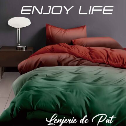 Lenjerie de pat bumbac finet “Enjoy Life” – 4 piese, Model 16975