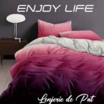 Lenjerie de pat bumbac finet “Enjoy Life” – 4 piese, Model 16976