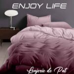 Lenjerie de pat bumbac finet “Enjoy Life” – 4 piese, Model 16977