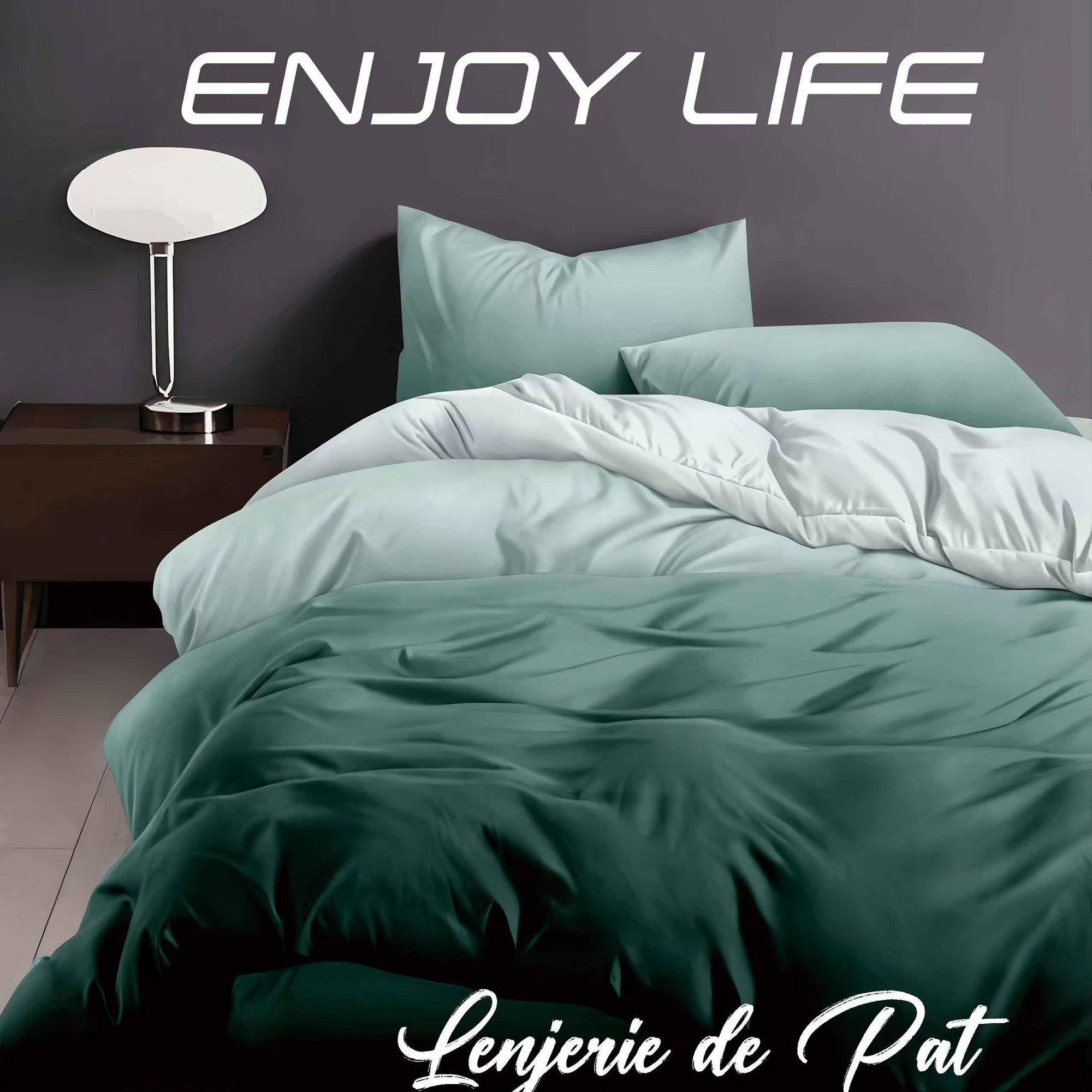 Lenjerie de pat bumbac finet “Enjoy Life” – 4 piese, Model 16979 Lenjerie de pat bumbac finet “Enjoy Life” – 4 piese, Model 16979