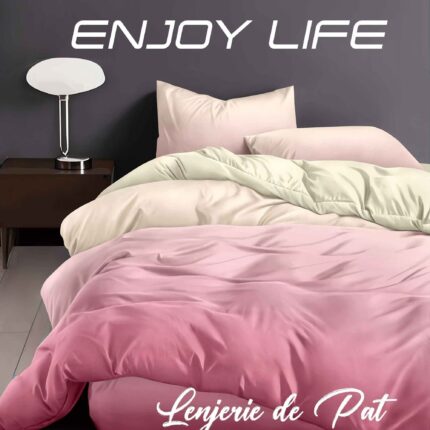 Lenjerie de pat bumbac finet “Enjoy Life” – 4 piese, Model 16980