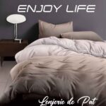 Lenjerie de pat bumbac finet “Enjoy Life” – 4 piese, Model 16982