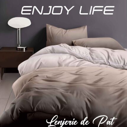 Lenjerie de pat bumbac finet “Enjoy Life” – 4 piese, Model 16982