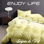 Lenjerie de pat bumbac finet “Enjoy Life” – 4 piese, Model 16988