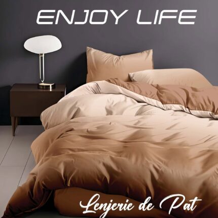 Lenjerie de pat bumbac finet “Enjoy Life” – 4 piese, Model 16989