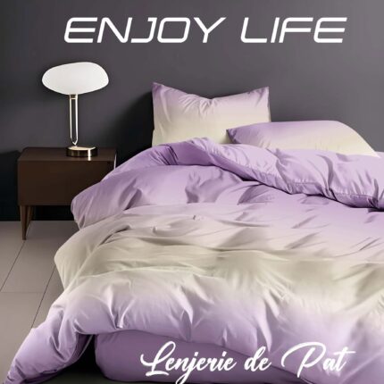 Lenjerie de pat bumbac finet “Enjoy Life” – 4 piese, Model 16991