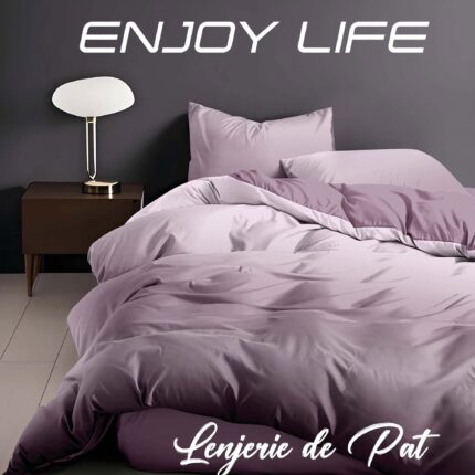 Lenjerie de pat bumbac finet “Enjoy Life” – 4 piese, Model 16992