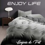 Lenjerie de pat bumbac finet “Enjoy Life” – 4 piese, Model 16993