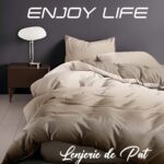 Lenjerie de pat bumbac finet “Enjoy Life” – 4 piese, Model 16994