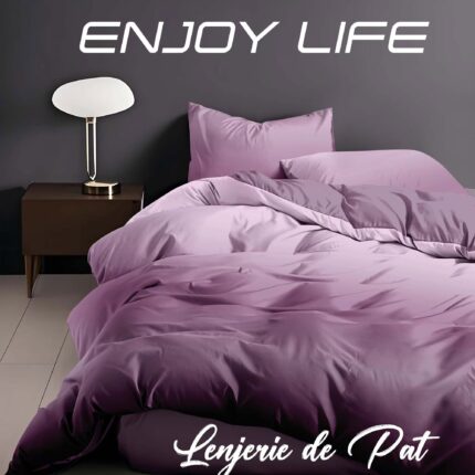 Lenjerie de pat bumbac finet “Enjoy Life” – 4 piese, Model 16995